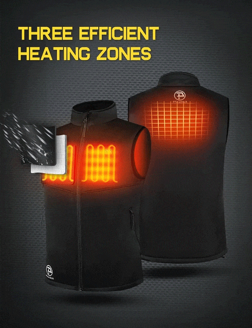 MENS 3 ZONE LIGHTWEIGHT HEATED VEST WITH BATTERY KIT-BLACK-2
