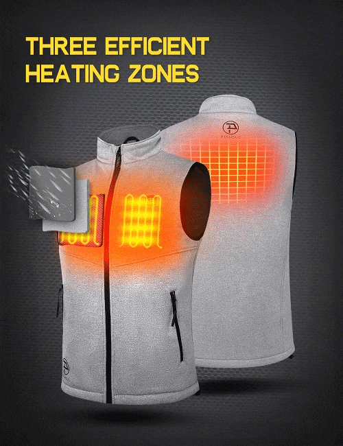 Mens 3 Zone Lightweight Heated Vest with Battery Kit-Grey-2