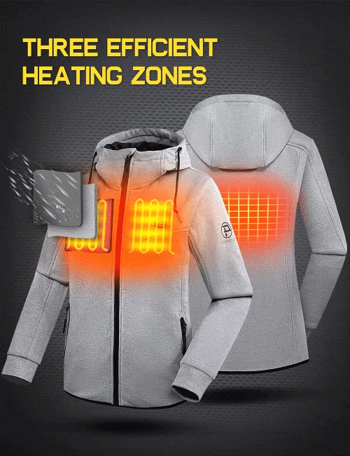 Womens 3 Zone Water-Resistant Heated Hoodie with Battery Kit - Grey-2
