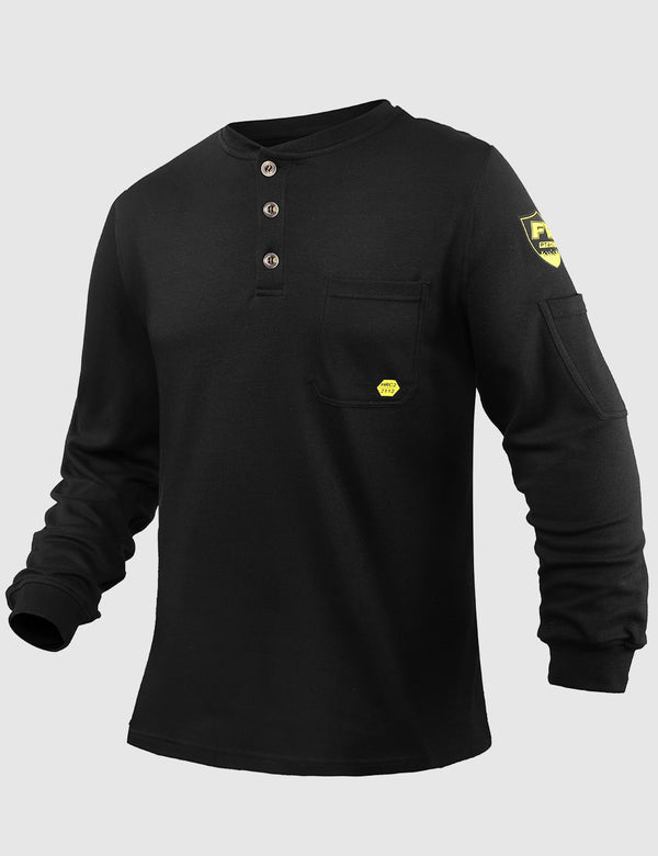 PTAHDUS FR Shirts Men’s Flame Resistant Long Sleeve Henley Shirts-1