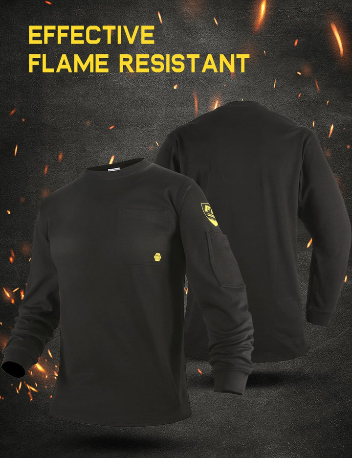 PTAHDUS FR Shirts Men’s Flame Resistant Long Sleeve Round Neck Shirts-2