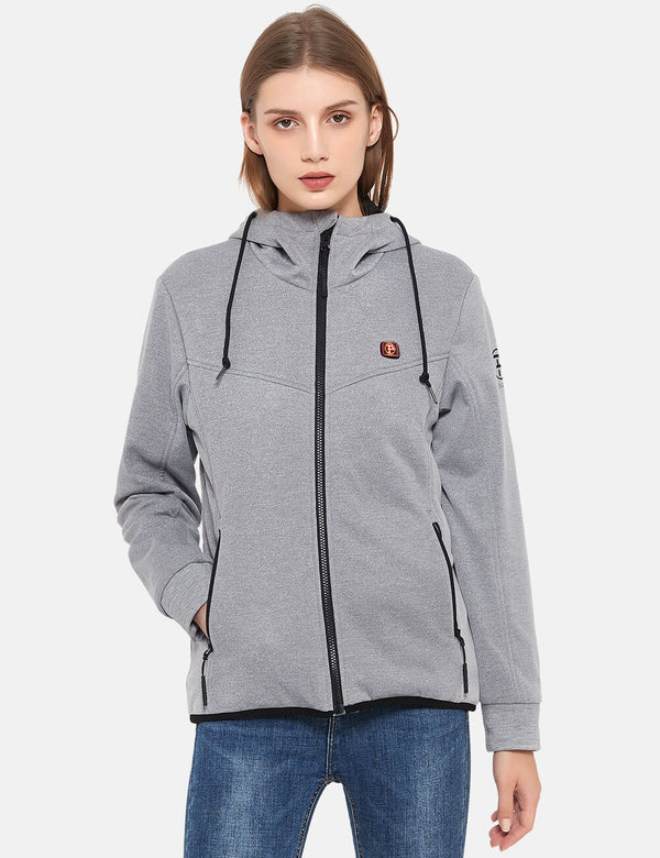Womens 3 Zone Water-Resistant Heated Hoodie with Battery Kit - Grey-1