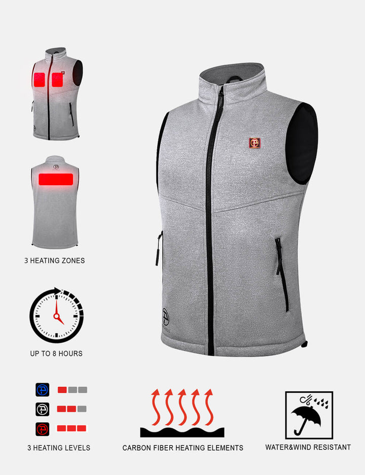 Mens 3 Zone Lightweight Heated Vest with Battery Kit-Grey-3