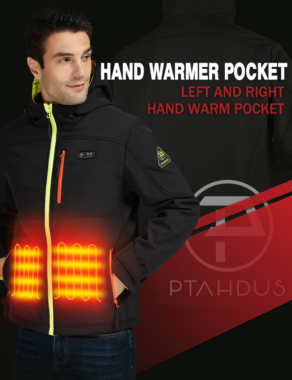Mens 5 Zone Heated Jacket with Hood with Battery Kit-4