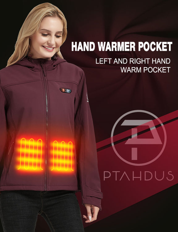 Ptahdus Womens 5 Zone Heated Jacket with Battery Kit - Amaranth ...